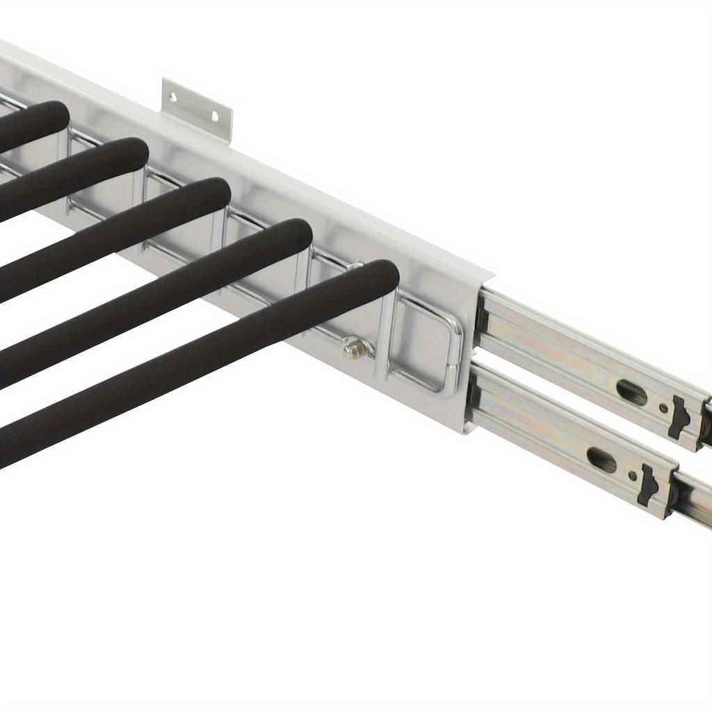9-Rod Slide-Out Pants Rack – Heavy Duty Wardrobe Organizer with Anti-Slip Flocking – Black/Silver