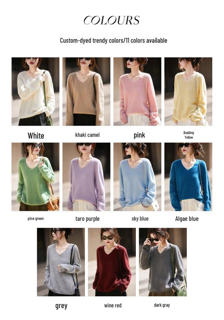 Women's V-neck Hazy Glitter Cashmere Sweater - Soft, Luxurious Knitwear