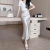 Satin Fish Tail Skirt With High Waist For Women Spring Stylish Pencil Skirt