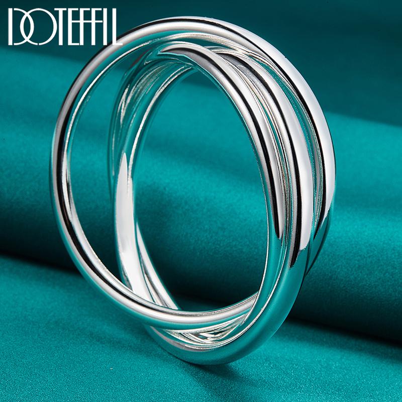 Stříbrný náramek 925 se třemi řádky, hladký, módní šperky