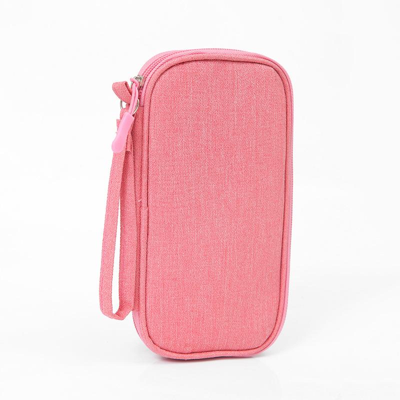 Multifunctional Portable Travel Digital Data Cable Storage Bag розовый