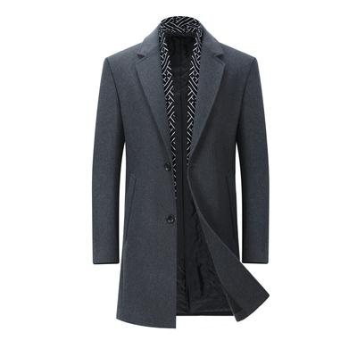 Jesenný a zimný pánsky trenčkot, oblekový golier, business casual, stredne dlhý a dlhý vlnený kabát pre mužov