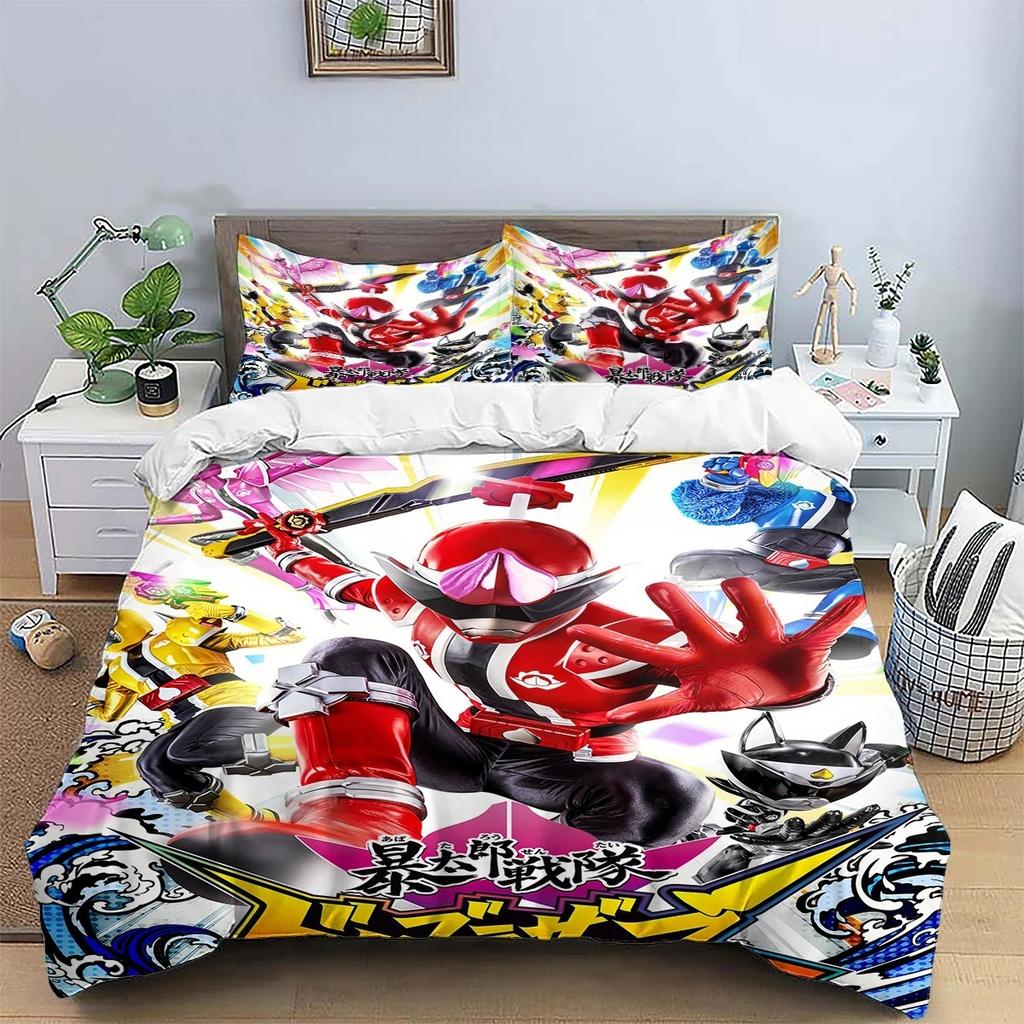 Super Sentai Hero Squad Duvet Cover Pillowcase Bedding Set Adult Boy Bedroom Decoration Children Gift Single Double Large Size