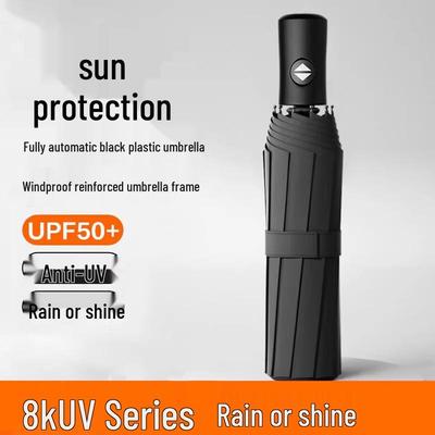 Automatic Folding Umbrella with Black Glue & UV Protection for All Weather