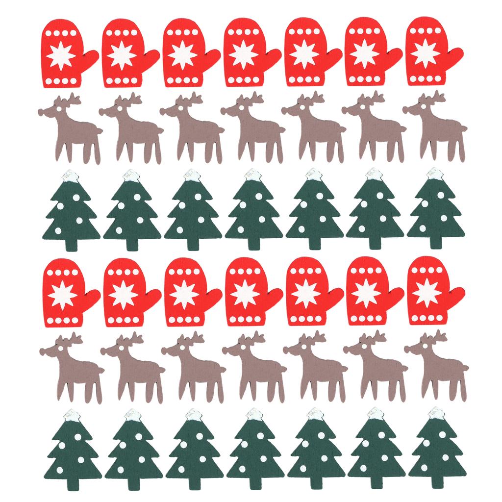 200Pcs Christmas Decorations Wood Chips Printed Gloves Color Elk Shape DIY Decoration