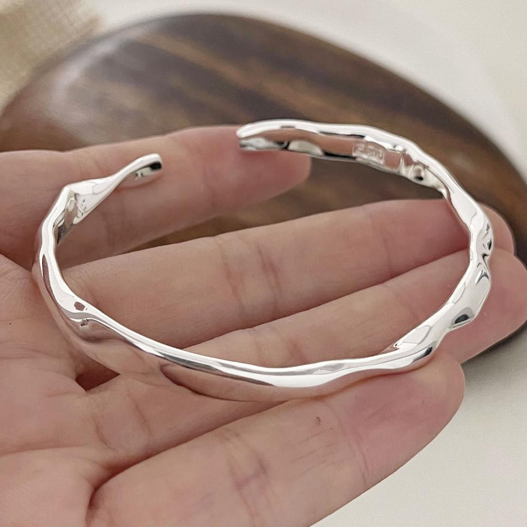 100% Massives 925 Sterling Silber Metallarmband für Damen Herren Vintage Handgefertigt Schlicht Geburtstag Geschenk S-B451