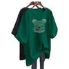 Women's Summer Loose Fit Cartoon Bear T-Shirt - Mid-Length, Round Neck, Short Sleeve, Versatile, Trendy Casual Style.