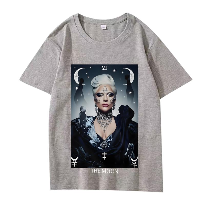 Tarot The moon graphics T Shirt men ’s women Oversized 100% Cotton streetwear short sleeve Summer print Unisex shirts