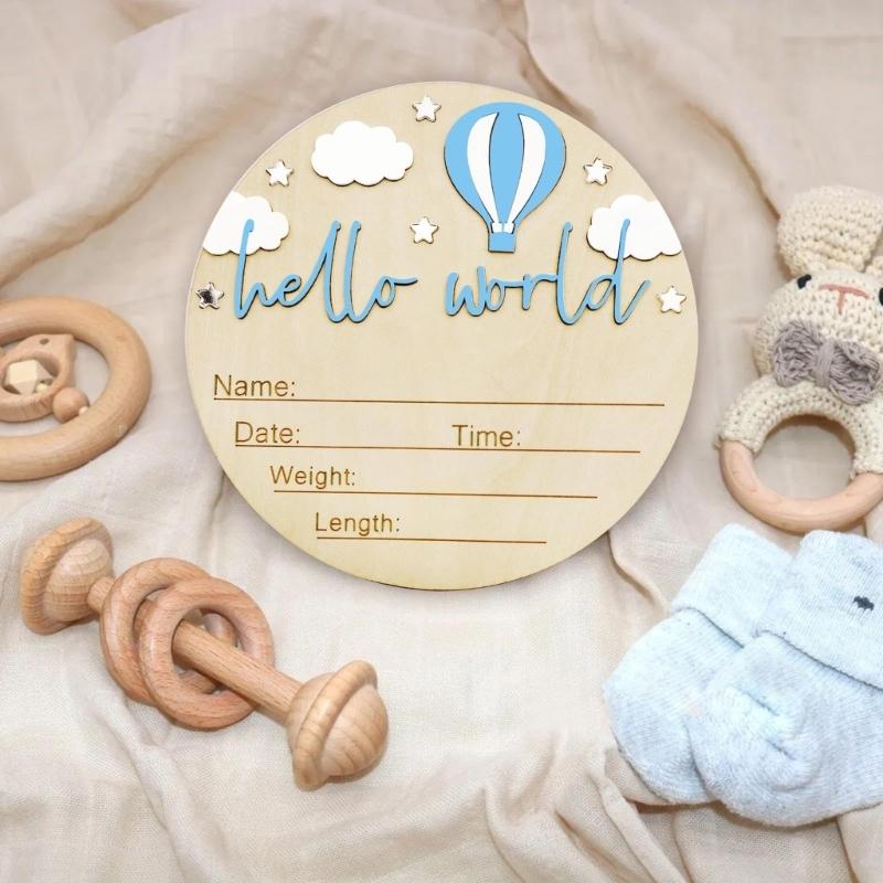 Wooden Baby Birth Announcement Plaque With Customizable Name And Date For Nursery Decoration
