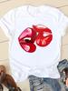 Clothing Summer Short Sleeve Watercolor Lip Sexy New Ladies Casual Unisex Fashion Graphic Tee Tshirts Female T Shirt Clothes