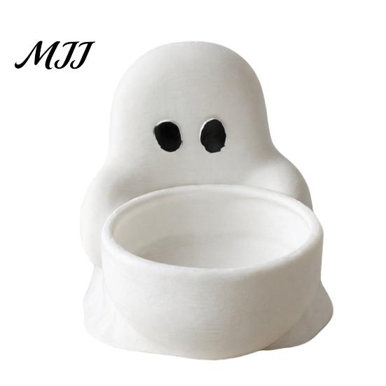 Decorative Candle Trough for Table Halloween Ghost Holder, Cute 3D Printed Tea Light Holder Spooky Aromatherapy Scented Candles, Small Tabletop Candy