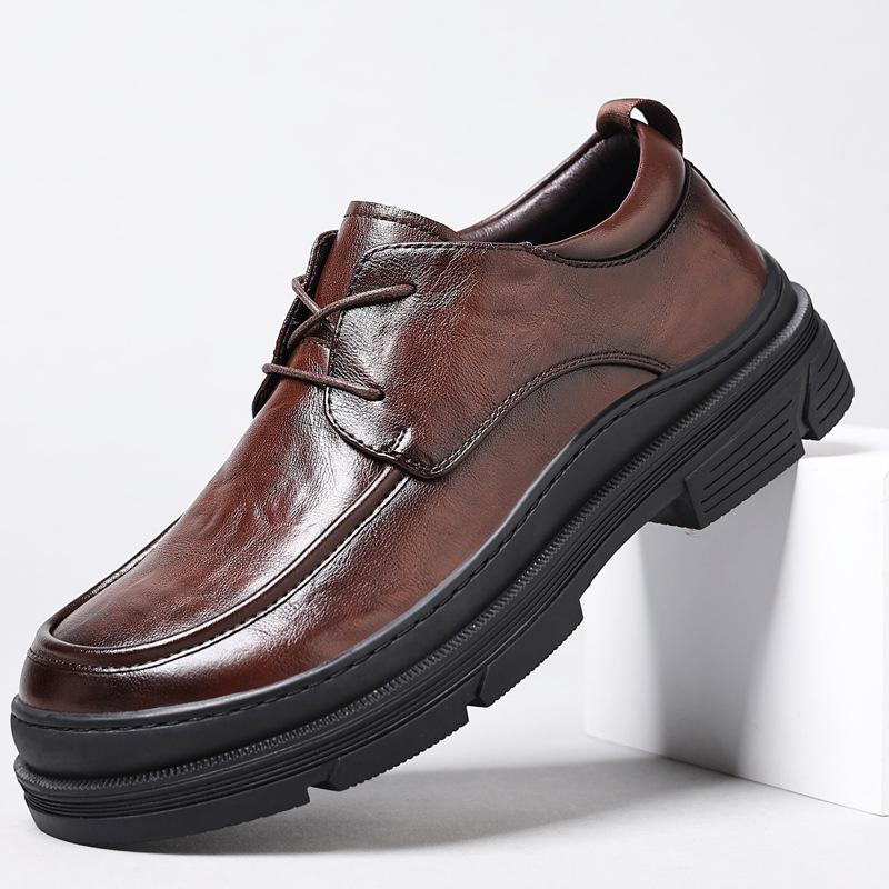 Jesienne brytyjskie retro ręcznie robione mokasyny męskie ze skóry naturalnej ręcznie robione buty z okrągłym noskiem leniwe wsuwane skórzane buty biznesowe