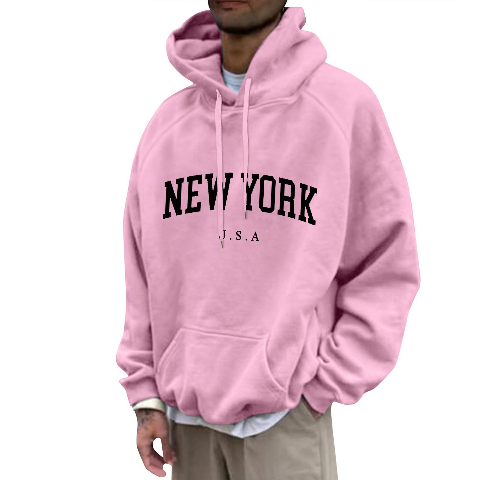 

Мужская свободная толстовка с капюшоном с принтом, мужская повседневная модная спортивная толстовка с рукавами реглан XXL розовый