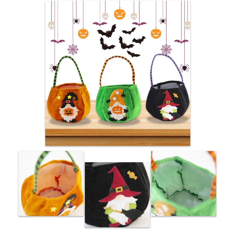 New Velvet Halloween Candy Bag Trick Or Treat With Handle Tote Bag Cosplay Props Gnome Halloween Gift Basket Kids Gifts