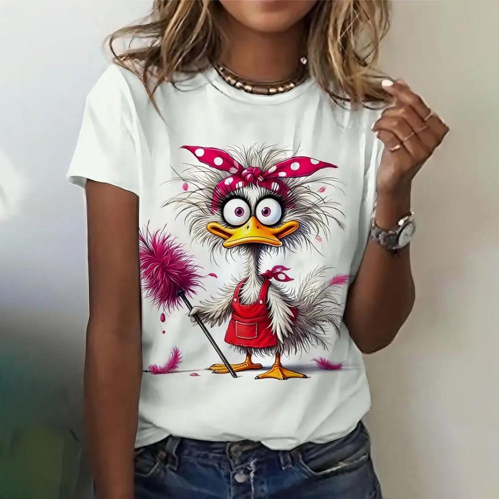 Funny Women's T-Shirts Summer Casual Short Sleeve Crew Neck Tee Fashion Streetwear Female Oversized Clothing Cartoon T-Shirts