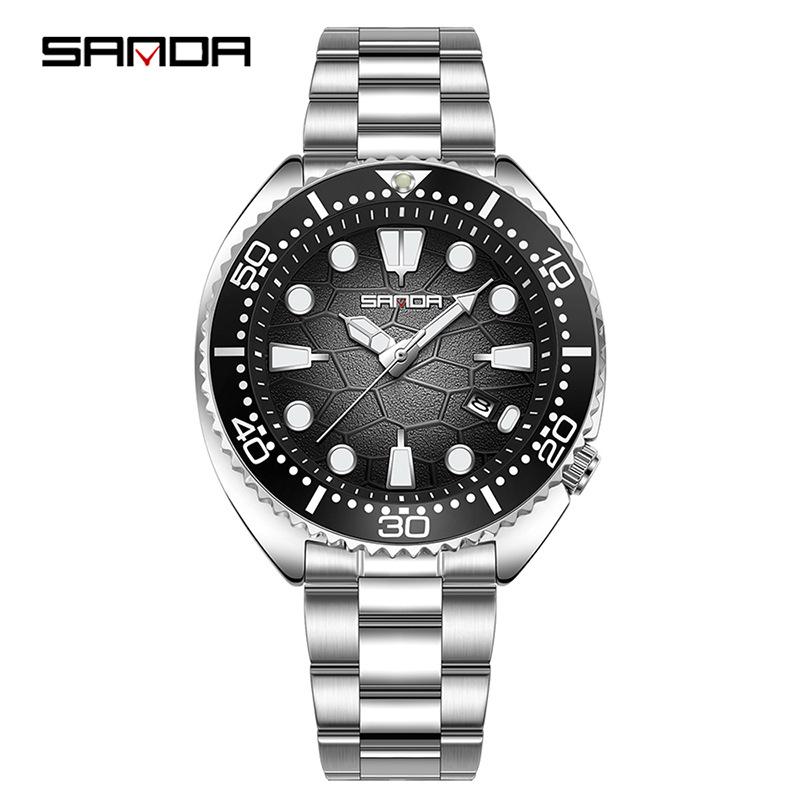 Sanda Men's Quartz Wristwatch with Rotating Bezel and Lava Dial – Fashionable Business Accessory