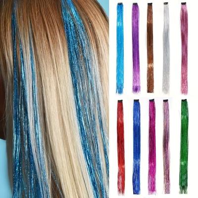 Highlights Clip Clip In Hair Extensions Glitter Colorful Fairy Hair Hair Tinsel Synthetic Long Straight Hair Highlights Girls