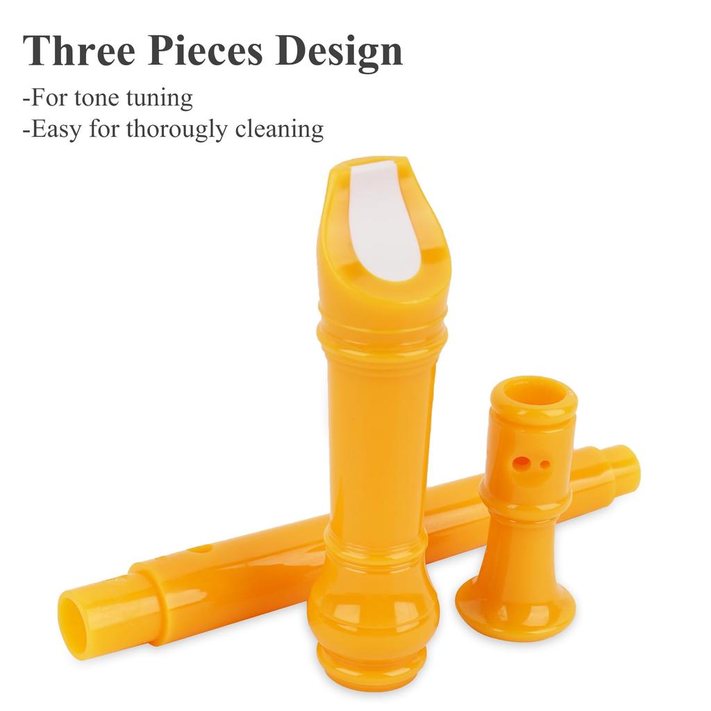 Jasenna Soprano Recorder, 8-Hole C Key, for Elementary School Students and Beginners, Includes Cleaning Stick, Fingering Chart, and Leather Storage