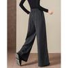 Demana Women's Warm High-Waist Pleated Plaid Wide-Leg Trousers