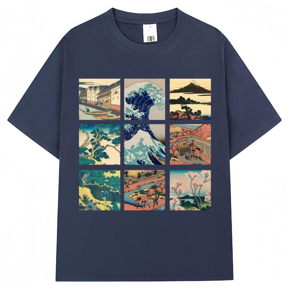 

Japanese Style Art Great Wave Mount Fuji Tshirt Men Women Fashion Vintage Creativity T Shirts Oversized Cotton Casual T Shirt 4XL