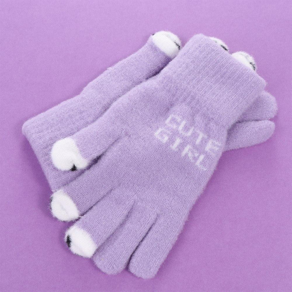 Soft Touch Screen Plush Knitted Gloves Warm Panda Fluffy Mittens Open Finger Letter Cute Velvet Gloves Student