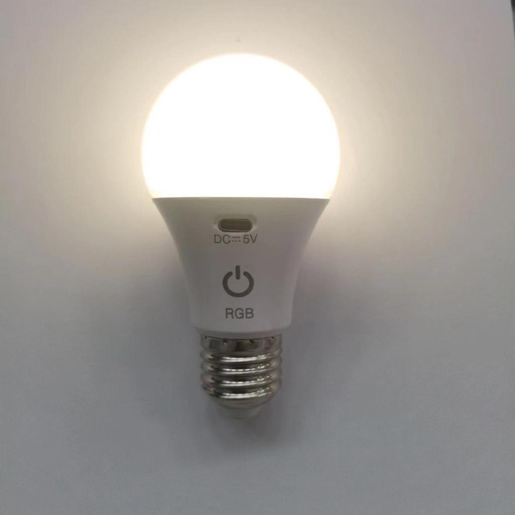 Rechargeable RGB E27 Bulb with Touch Switch & Remote - 16 Colors