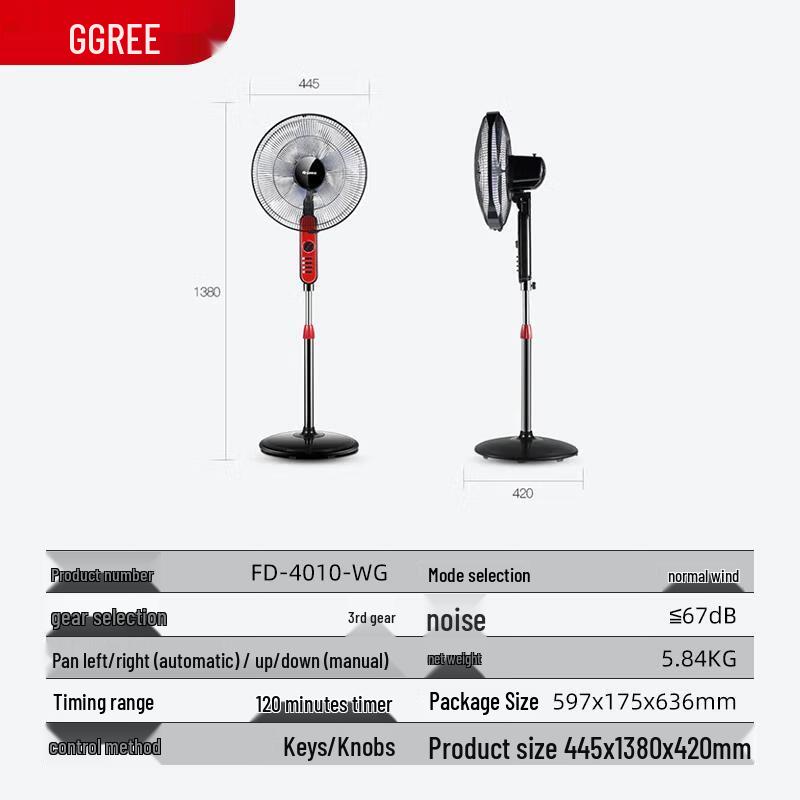 GREE FD-4010-WG Oscillating Stand Fan