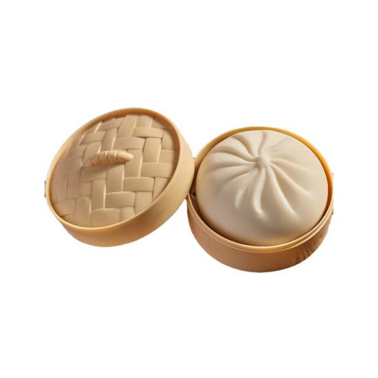 Stuffed Bun Slow Rebound Toy with Plastic Steamer Squishes Flexible TPR Stress Relief Funny Cute Bun Squeeze