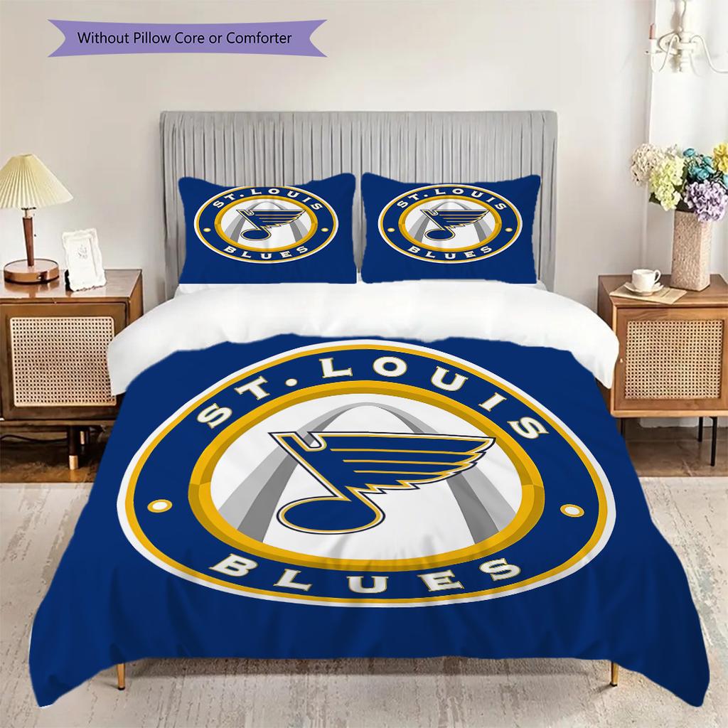 St. Louis Blues Pattern Bedding Quilt Set Quilt Cover Pillowcase Home Decoration Birthday Gift (1 * duvet cover + 2 * pillowcase, without core)