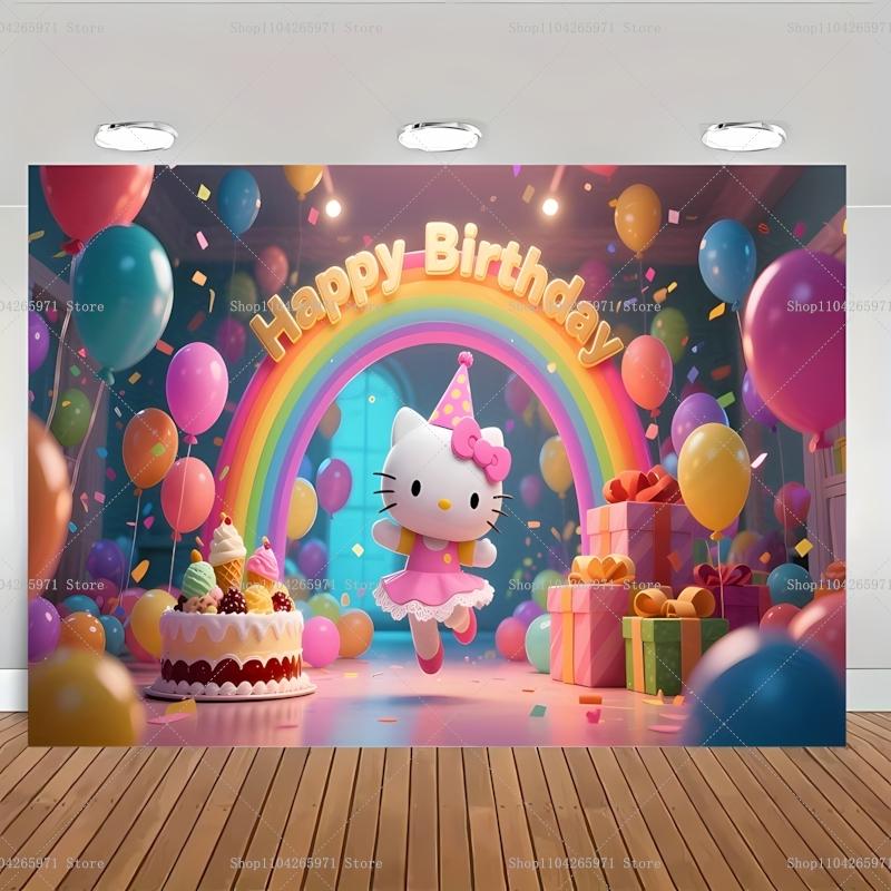 Sanrio Hello Kitty Background Banner Melody Children's Birthday Party Decorations Photo Baby Baptism Photo Booth Props