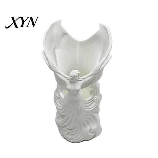 Cute Makeup Brush Cup Angel Fairy Pen Holder, 3D Printed Cosmetic Organizer, Tabletop Holder for Vanity Desk, Dried Flower Vase, Gift Women Artistic