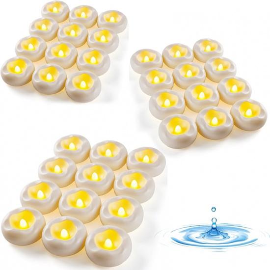24 x 2”Floating Candle, 200 Hour Water Activated Warm White Battery Powered Flameless LED Floating Candle Floating for