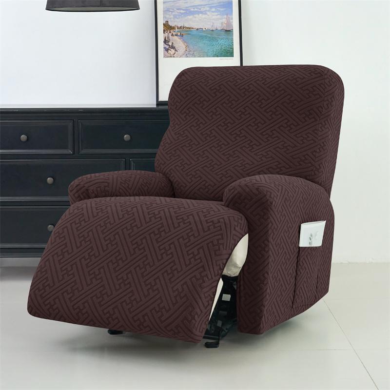 

4 шт./компл. жаккардовый чехол для дивана-реклайнера, эластичные чехлы для кресел, однотонные нескользящие чехлы для диванов для домашнего офиса 1seat