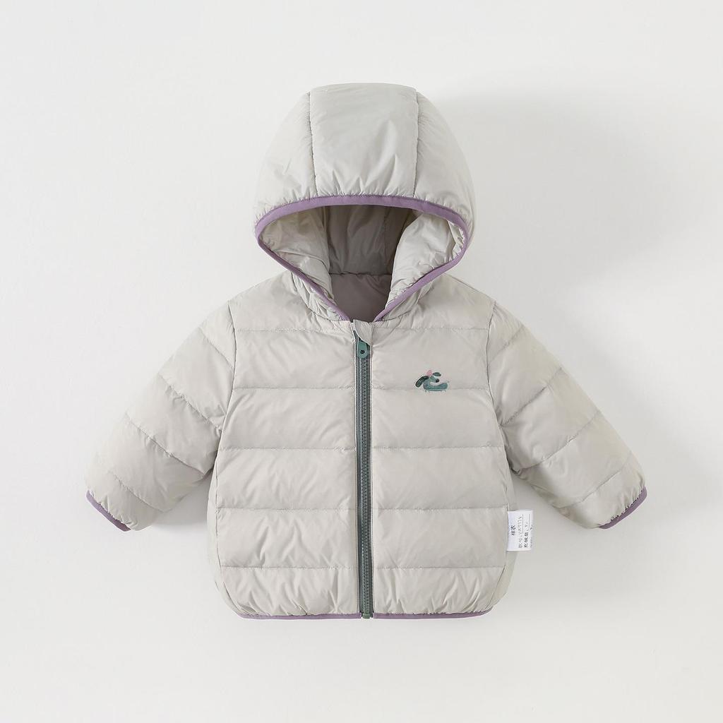 Infant & Toddler Down Hoodie: 2026 Autumn/Winter Baby Girls' Lightweight White Duck Down Casual Jacket
