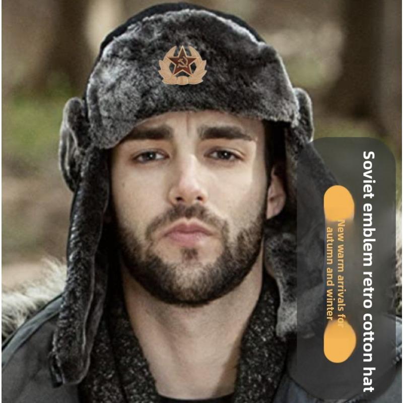 Soviet CCCP Badge Lei Feng Hat Windproof Warm Ear Hat Men and Women Outdoor Riding Russian Warm Hat