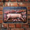 Artă Murală Hartă Tăieturi Porc Metalice Vintage Ghid Măcelărie D Plat Semn Decor Casă Bar Rustic Placă xcm