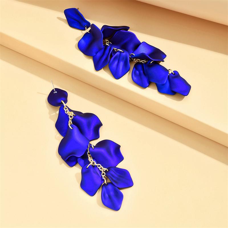New Long Exaggerated Hanging Earrings for Women Red Blue Color Petals Pendants Female Dangle Earrings Pendientes Mujer