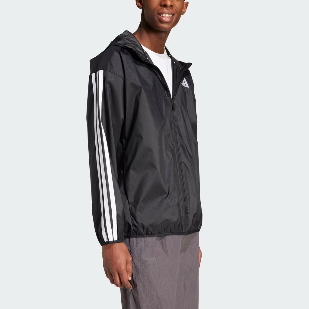 adidas Essential 3-Stripes Ripstop Windbreaker Series Sports Striped Hooded Zipper Waterproof Windproof Long Sleeve Jacket Men Jacket IM7848
