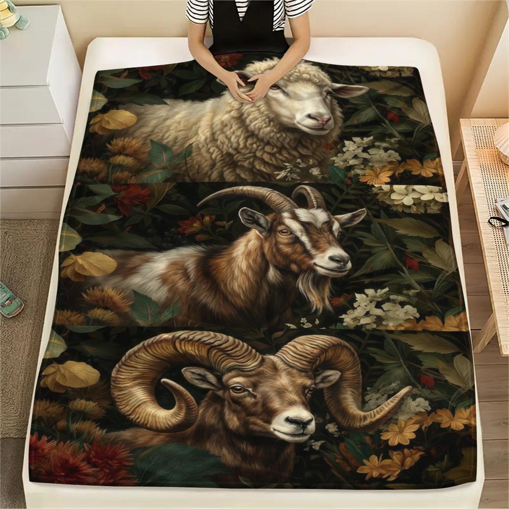 1 ks Flanelová deka s retro potiskem, Vysoce kvalitní, Pohodlná pro všechna roční období, Domácí dekorace, Teplo a pohodlí