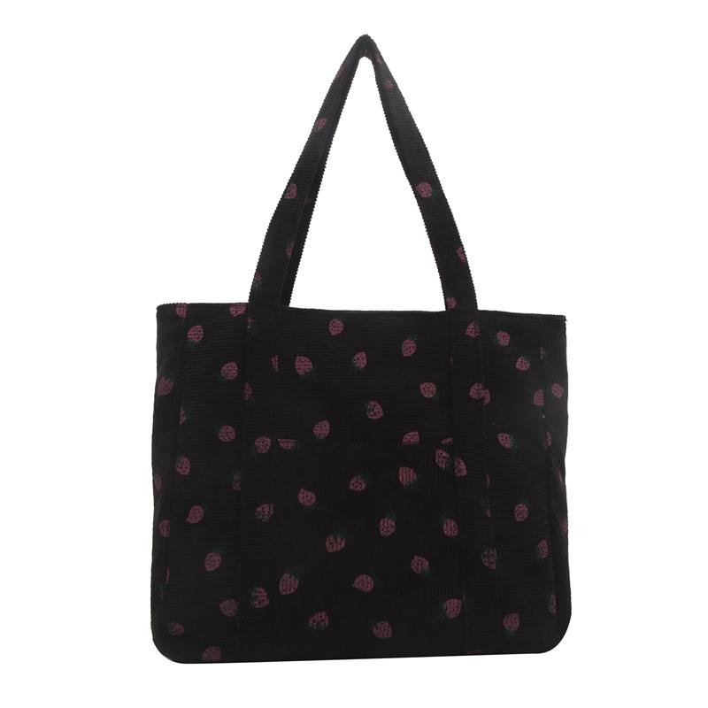 Strawberry Print Chic Hobo Bag Cute Women Tote Bag Stylish Commuting Bag Sweet Style Large Capacity for Outdoor Travel