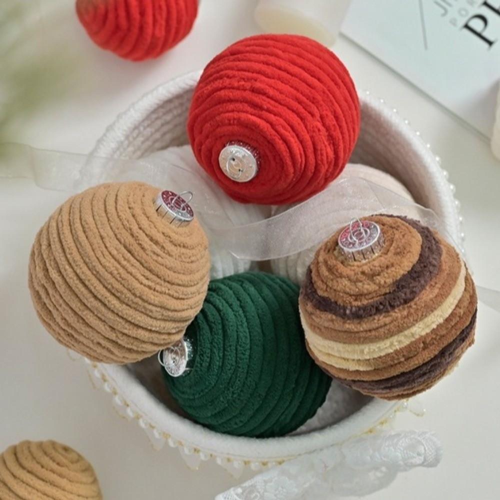 3pcs Flocking Xmas Spheres Pendant 7/10cm Merry Xmas Tree Decor  Kid Gift