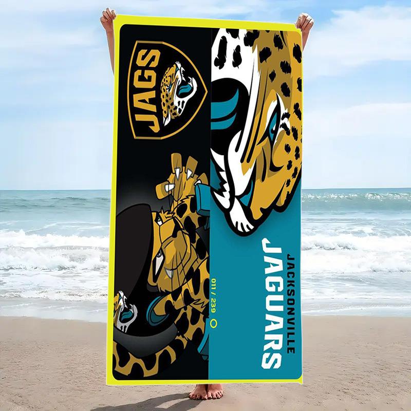 Jacksonville Jaguars Logo Print Beach Towel, Large Soft Quick Dry Towel for Beach Camping Swimming