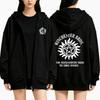 Pentagram Printed Zipper Hoodie Autumn Winter Women Casual Vintage Oversize Fashion Long Sleeve Fleece Sweatshirts