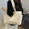 Large Capacity Rhombus Quilted Shoulder Bag Lightweight Tote Bag Minimalist Handbag Casual Wear