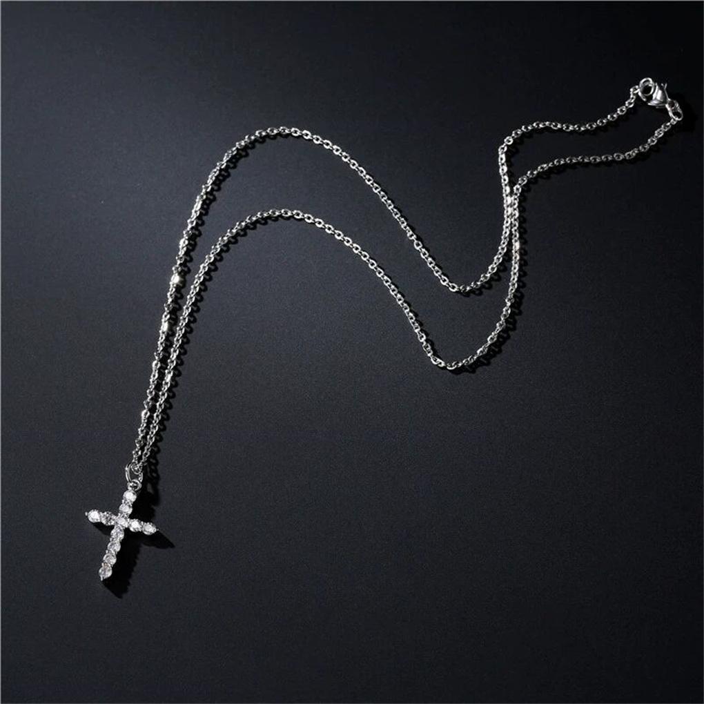Strass Kreuz Anhänger Halskette Geburtstagsparty Schmuck Geschenke Verlobung Einfache Zubehör Mode Choker Reise