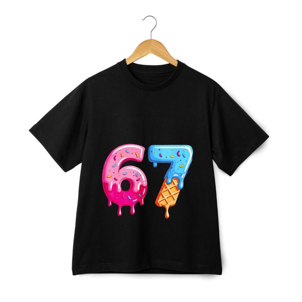 

Trendy 67 Ice Cream Drip Numbers Graphic T-Shirt Cool Streetwear Unisex Tee L