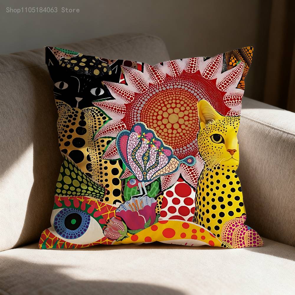 Art Y-Yayoi Pumpkin Polka Pillow Case For Sofa Decor Car Office Room Printing Cushion Cover Decorations and Protector