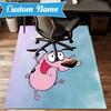 Custom Name Cowardly-Dog Adventure Rug for Living Room, Game Rooms, Office, Bedroom, Floor Mat Playful Design, fan gifts Christmas decor