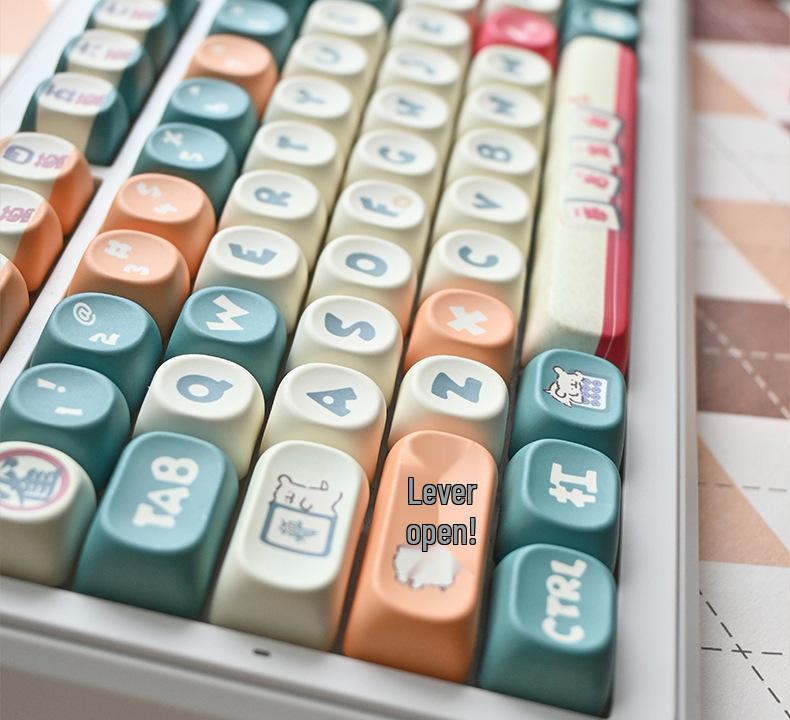 Mahjong Puppy Moa Five-Sided Dye-Sublimation Custom Cute Theme Keycaps for Mechanical Keyboards