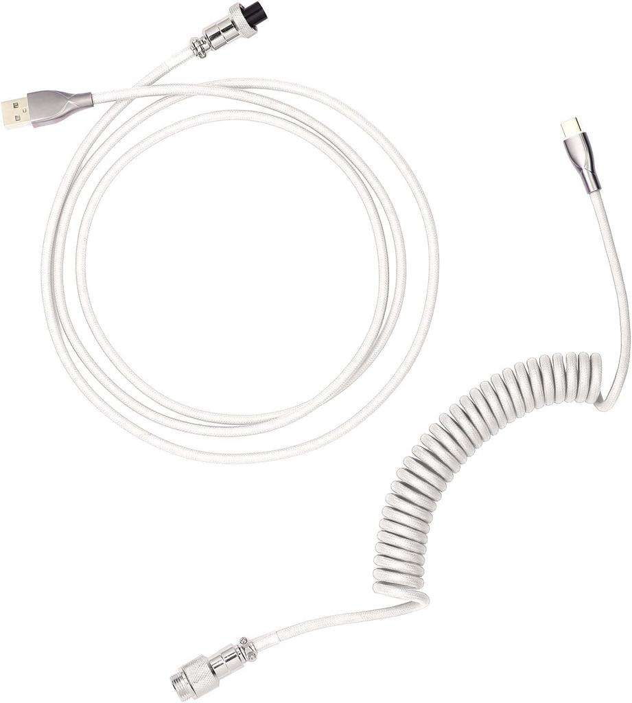 Parishop Pro Custom Coiled Cable for Gaming Mechanical Keyboard Cable with Detachable Metal to Classic USB-C Keyboards, Double-Sleeved Aviator, 1.5M